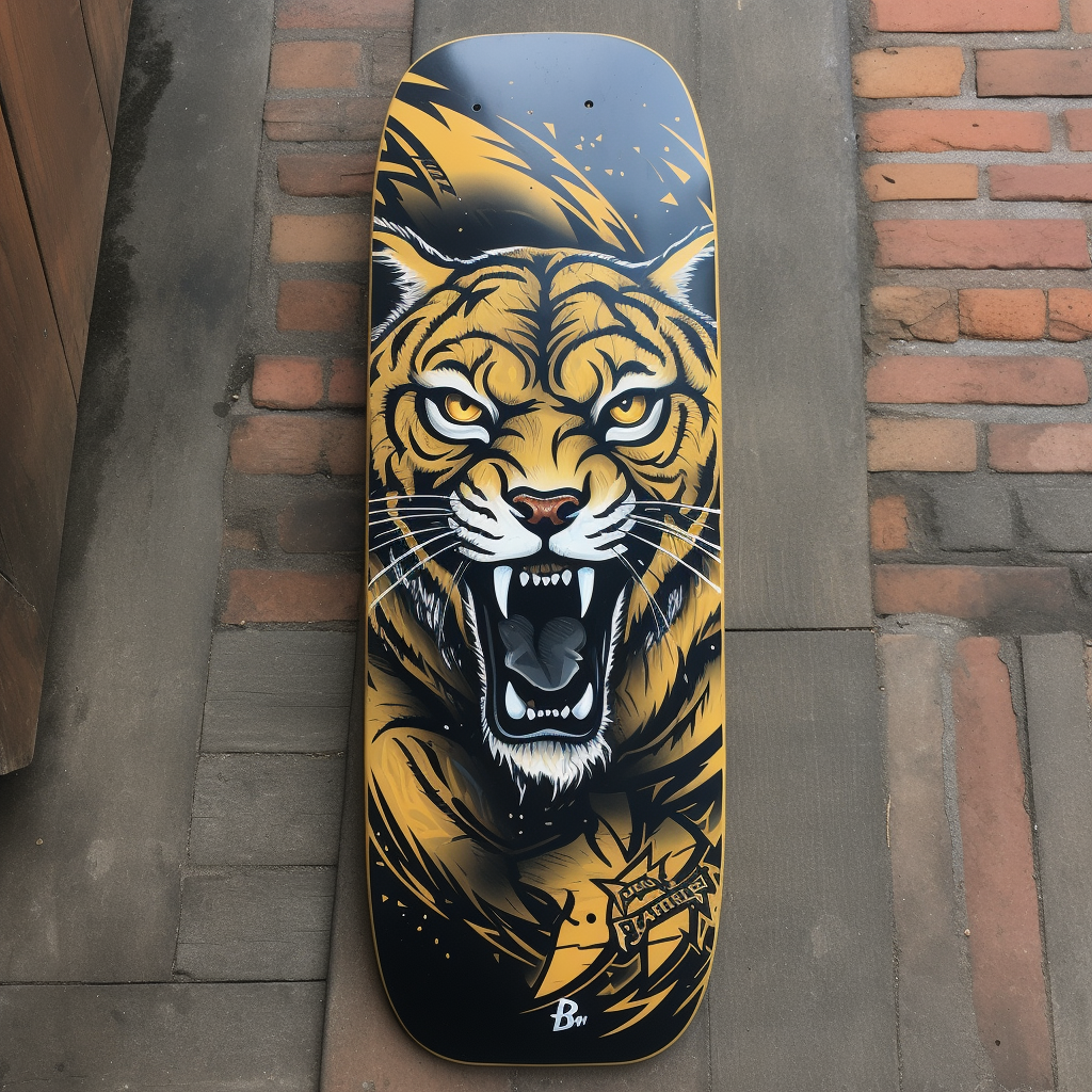 Skateboard painted with a panther