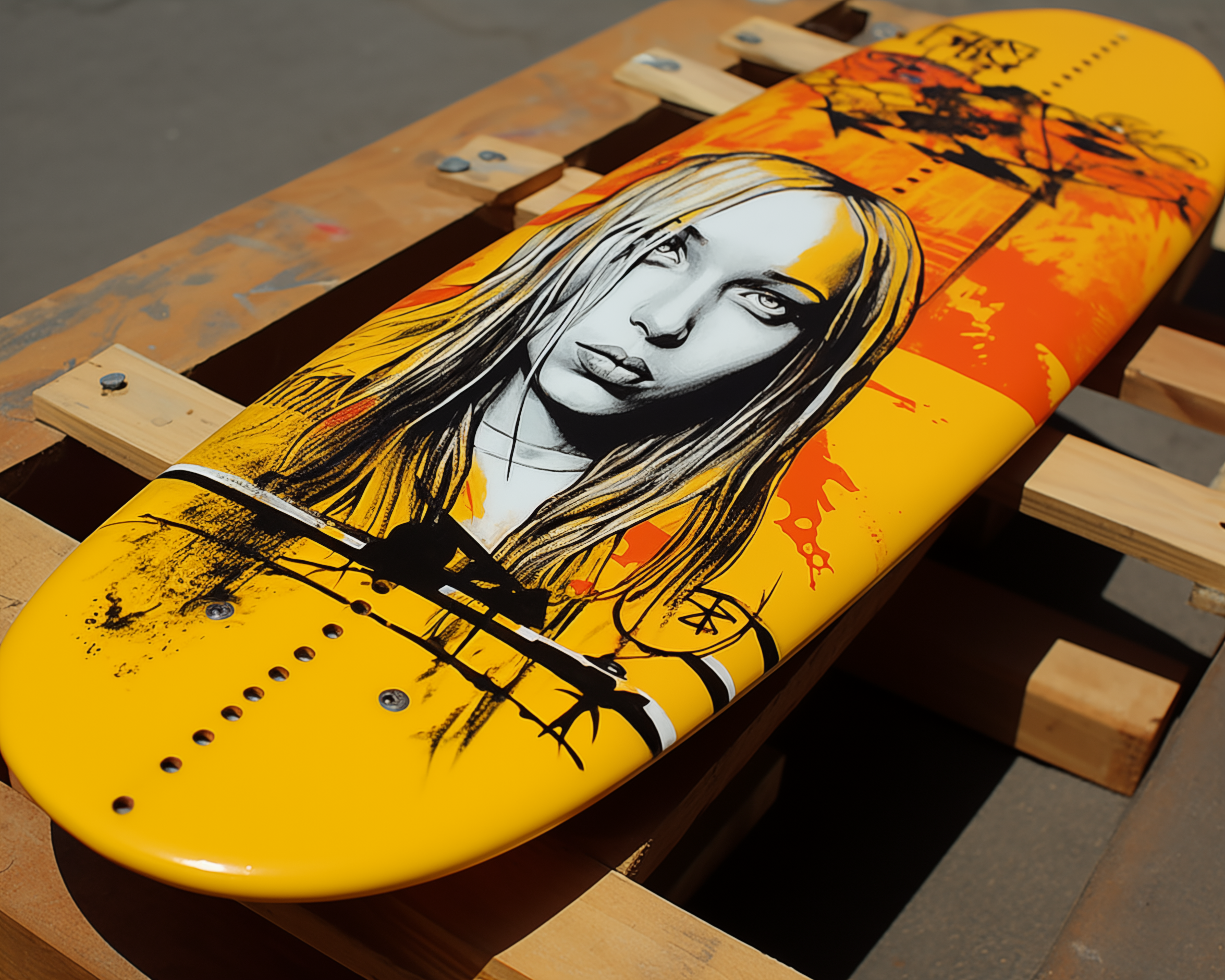 Skateboard painted with Kill Bill